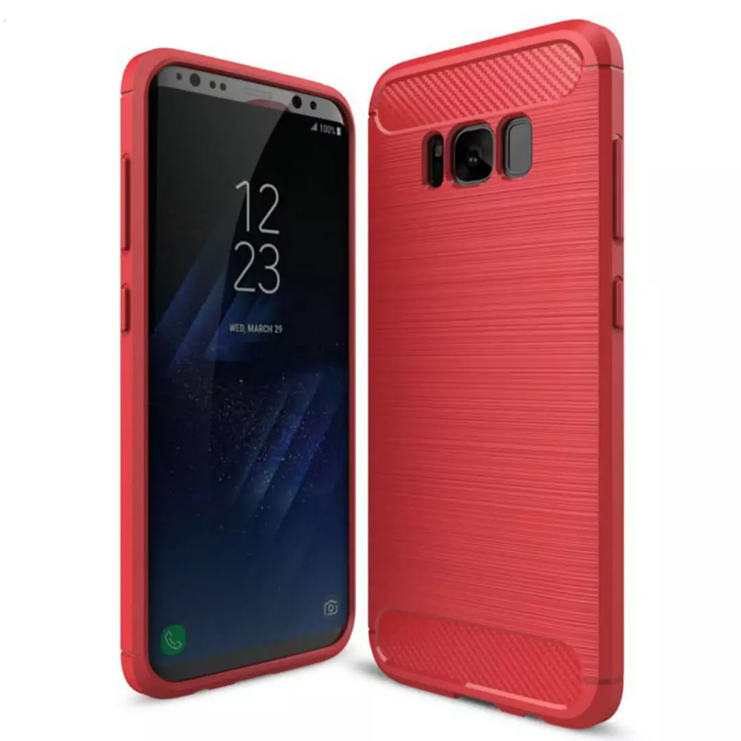 Samsung Galaxy S8 PLUS Carbon Fiber Soft Case Merah