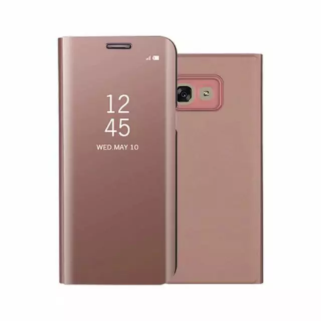 CTRINEWS Mirror Clear View Smart Flip Case For Samsung Galaxy A3 A5 A7 2017 Stand Leather Rose Gold