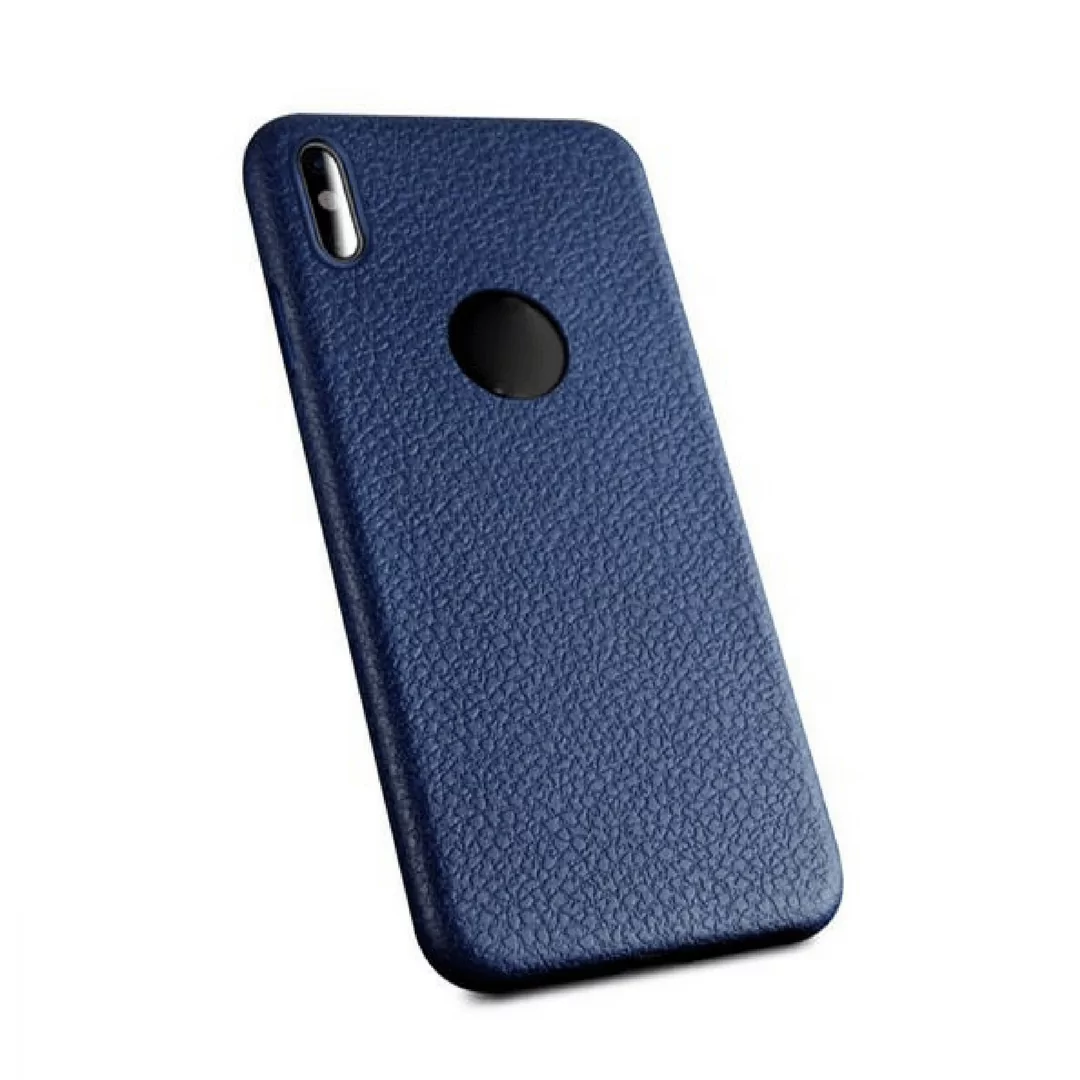 luxury Litchi leather case for iphone x case Silicone soft TPU full protection blue