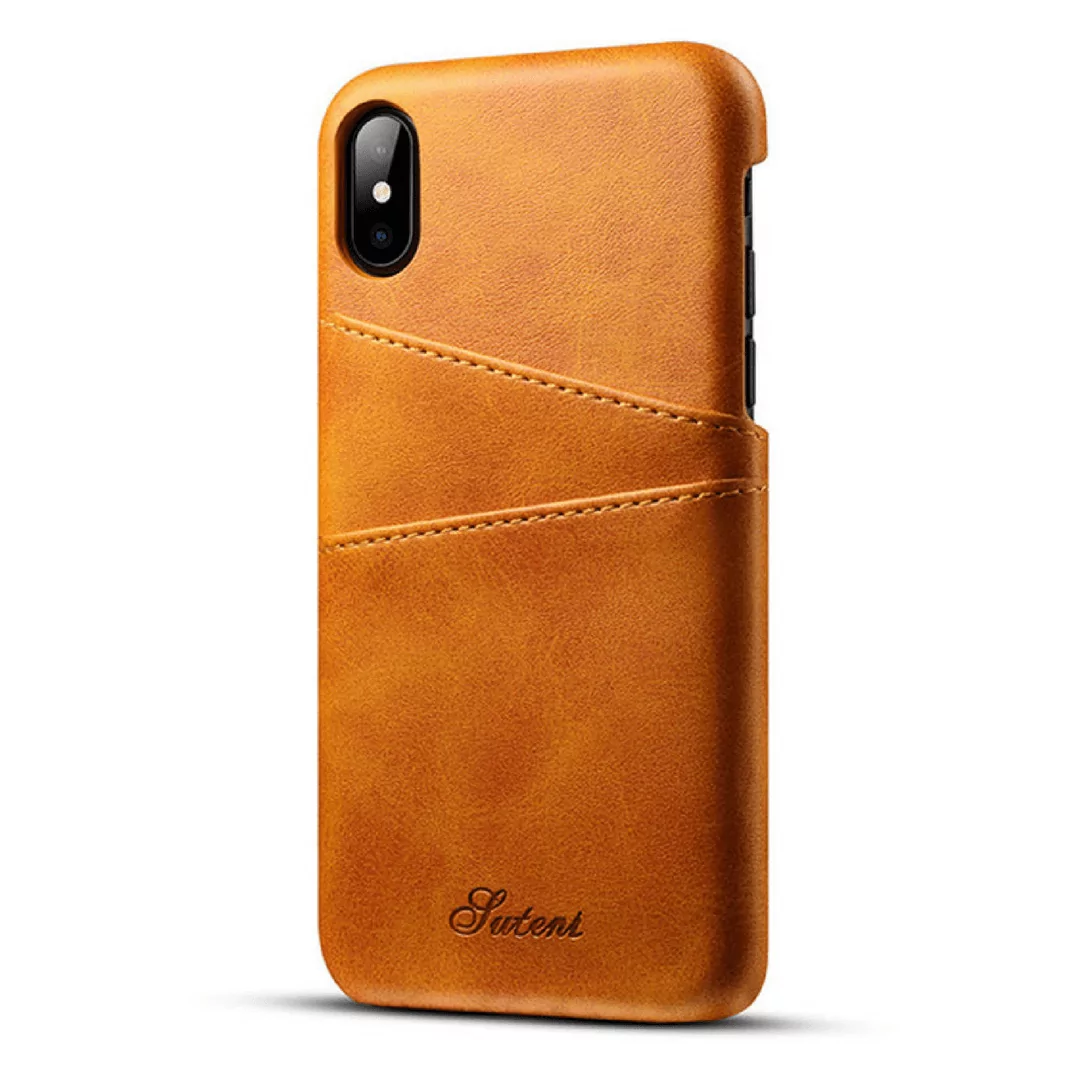 Casing Premium Leather Card Slot iPhone X Light Brown