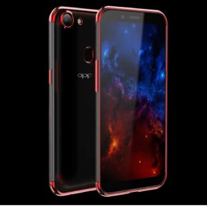 Clear Silicone Case OPPO F5 Shining Chorme Red