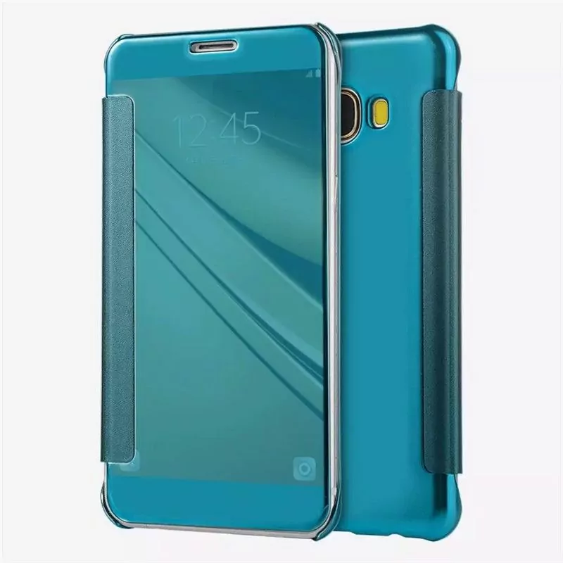 OliveMoon Smart Flip Case For Samsung Galaxy C9 Pro J7 Plus Mirror Clear View Leather Cover 5 compressor