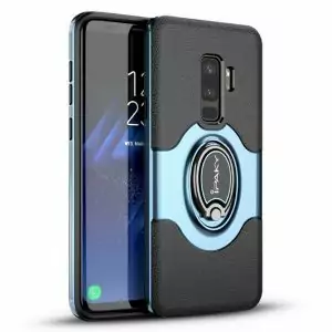 iPaky Hybrid TPU Case Samsung S9 S9 Plus With Magnet and Finger Ring Navy Blue