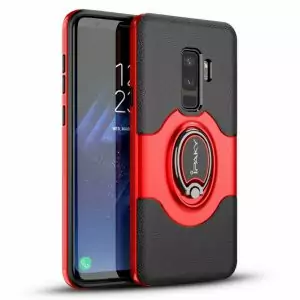 iPaky Hybrid TPU Case Samsung S9 S9 Plus With Magnet and Finger Ring Red