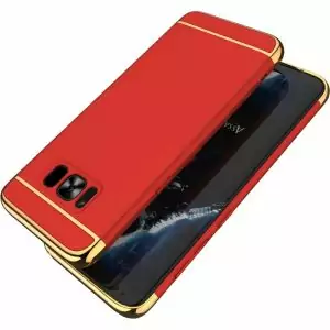 Premium Hard Case 3 in 1 List Gold Samsung S8 Merah
