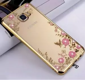 Softcase Luxury TPU FLOWER Samsung Galaxy C9 Pro Gold