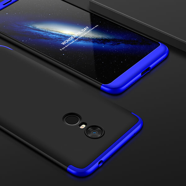 5Plus Cases For Xiaomi Redmi 5 plus Case 360 Degree Full Protection Matte Hard PC 3 Blue Black Blue
