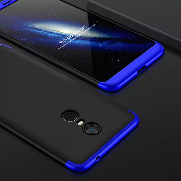 5Plus Cases For Xiaomi Redmi 5 plus Case 360 Degree Full Protection Matte Hard PC 3 Blue Black Blue