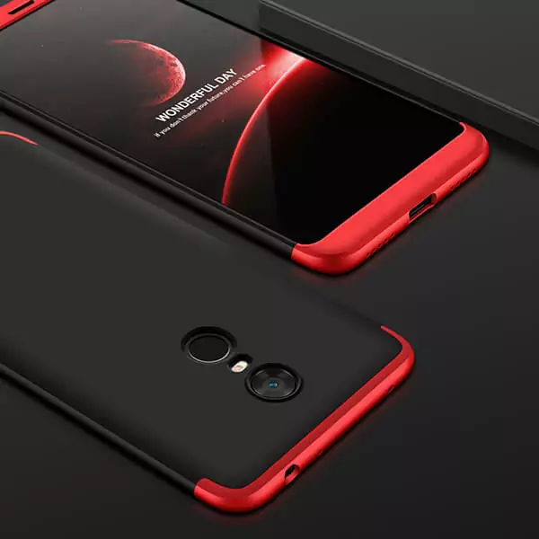5Plus Cases For Xiaomi Redmi 5 plus Case 360 Degree Full Protection Matte Hard PC 3 Red Black Red