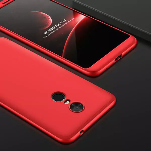 5Plus Cases For Xiaomi Redmi 5 plus Case 360 Degree Full Protection Matte Hard PC 3 Red