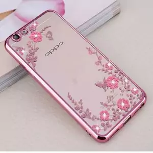For OPPO R9S Plus Case Silicone Bling Flower Diamond Clear Bumper Soft TPU Back Cover For 1 compressor