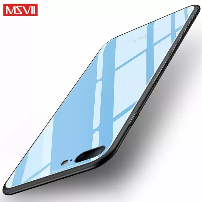 Newest MSVII Case For iPhone 8 Plus 7 Plus Luxury Tempered Glass Back Cover Silicone TPU 4 compressor