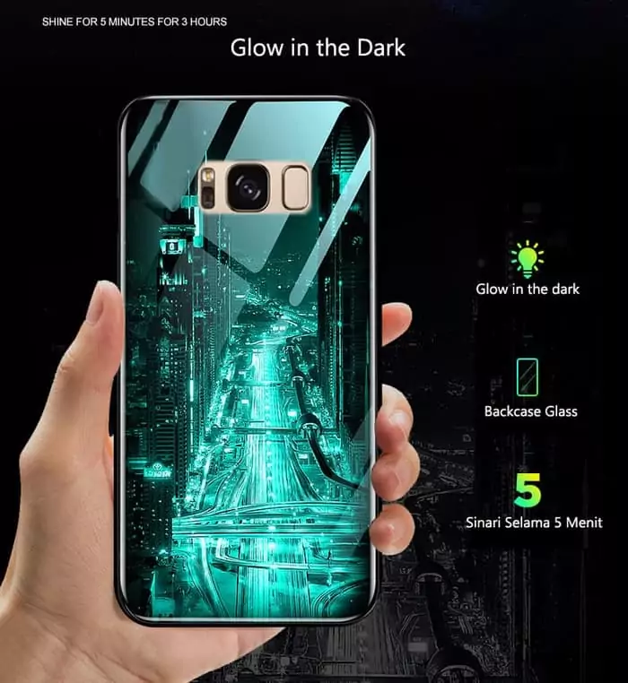 Case Cover Samsung S8 Plus Crystal Glass Original Glow in the Dark 1