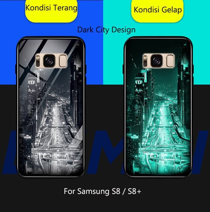 Case Cover Samsung S8 Plus Crystal Glass Original Glow in the Dark CITY min