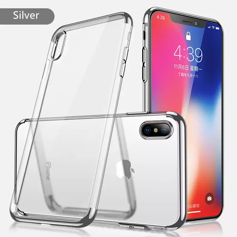 CAFELE Silicone plating Soft TPU Case For iPhone X XS XR MAX case Transparent Shell coque Silver