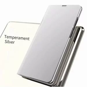 Luxury Plating Mirror Stand Case For Vivo V11 Leather Clear View Flip Stand Phone Cover Cases sliver