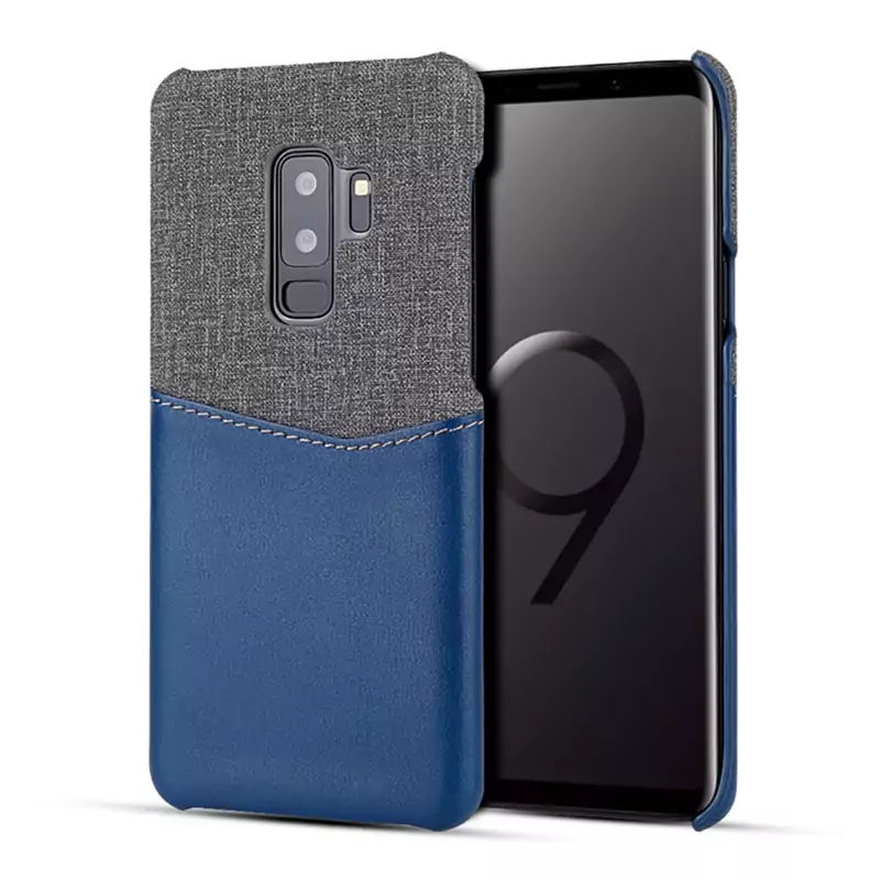 For Samsung S9 Plus Cover Card Slot Canvas Case For Samsung Galaxy S9 Leather Wallet Case blue