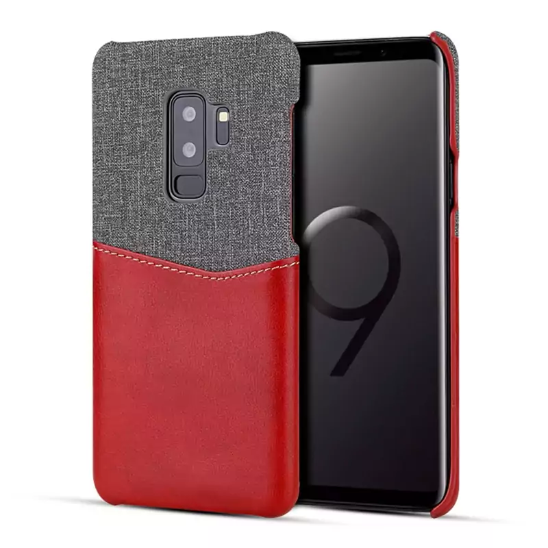 For Samsung S9 Plus Cover Card Slot Canvas Case For Samsung Galaxy S9 Leather Wallet Case red