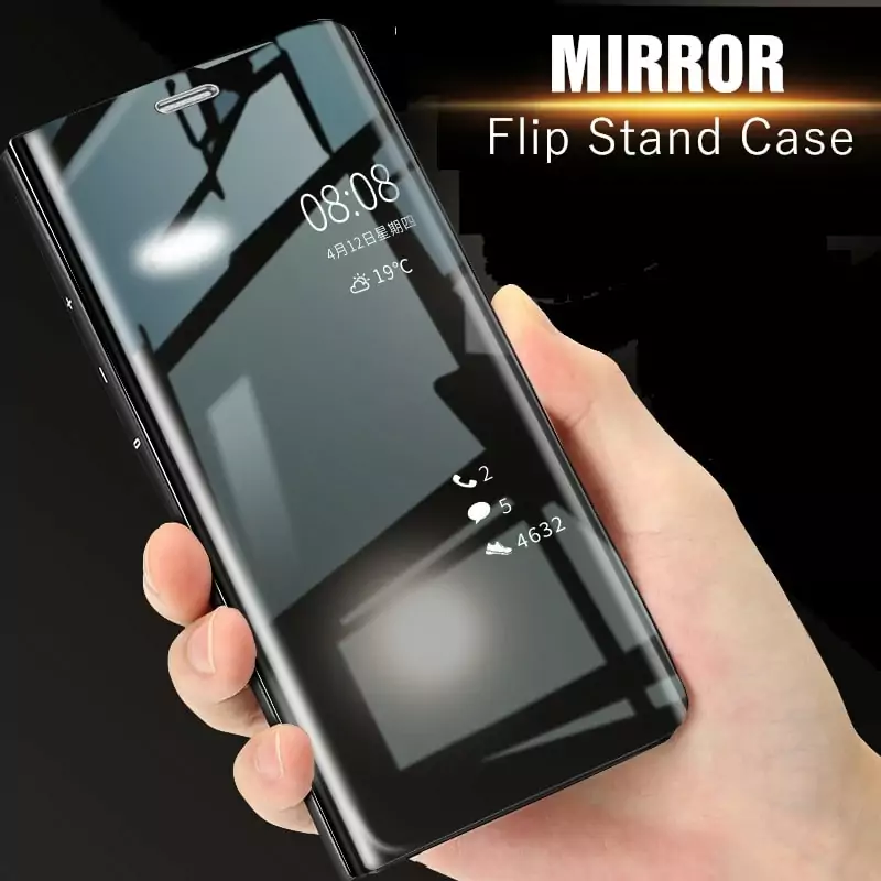 Clear View Mirror Phone Case For iphone 8 7 6 6s Plus Luxury Flip Stand Leather 1 min