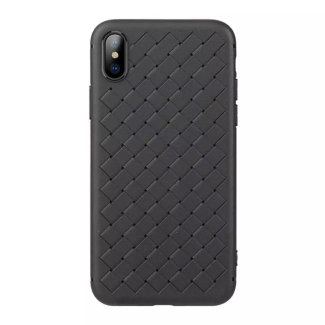 cafele iphone x weave shape soft tpu case free tempered glass black copy