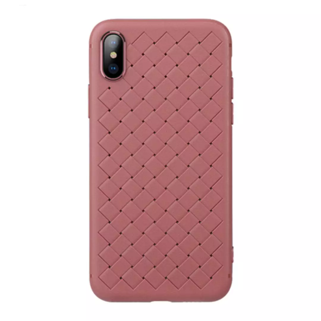 cafele iphone x weave shape soft tpu case free tempered glass brown