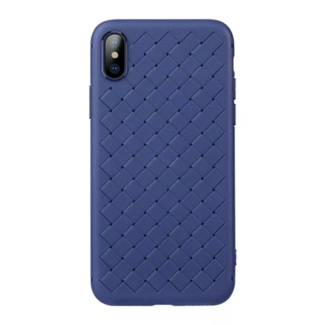 cafele iphone x weave shape soft tpu case free tempered glass navy copy