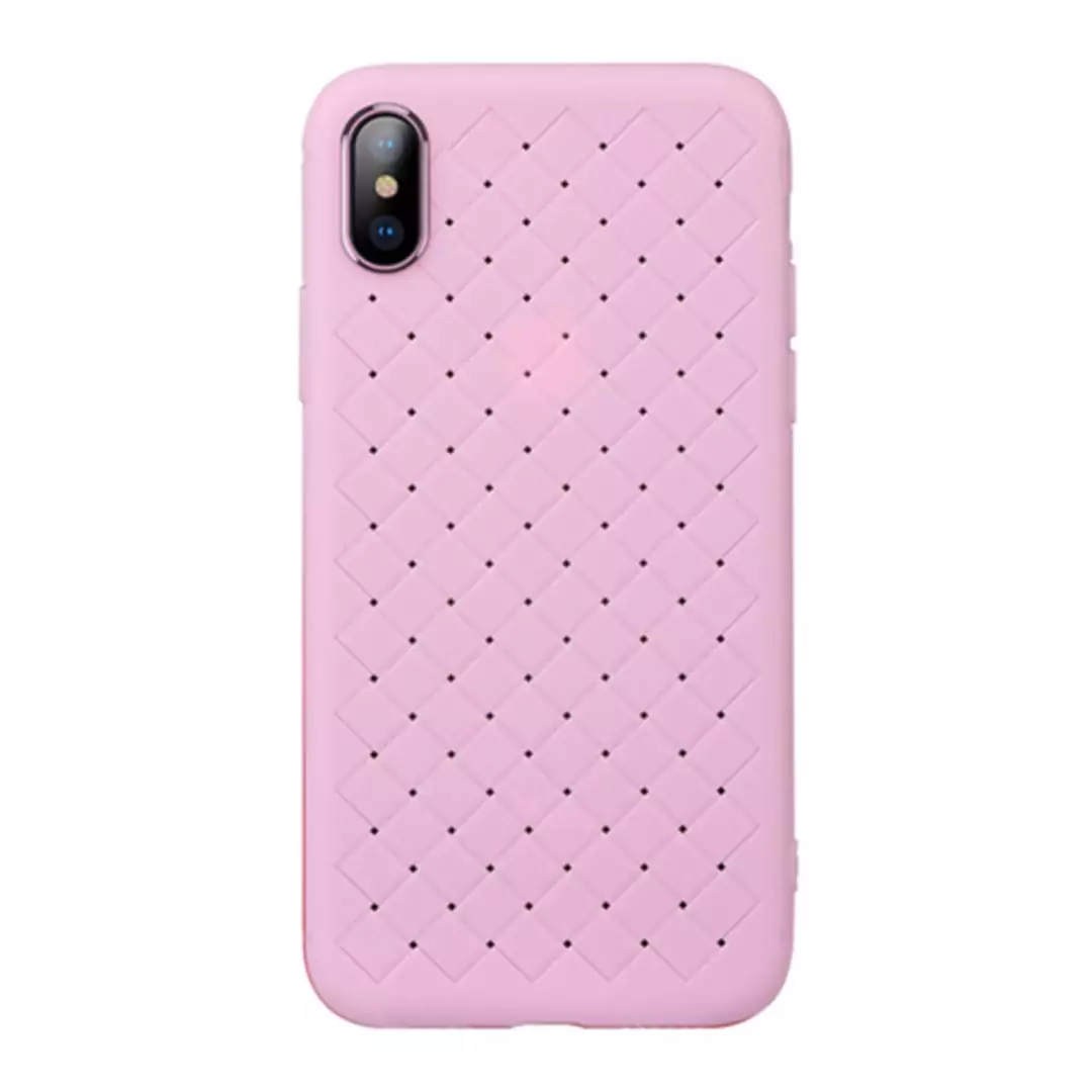 cafele iphone x weave shape soft tpu case free tempered glass pink