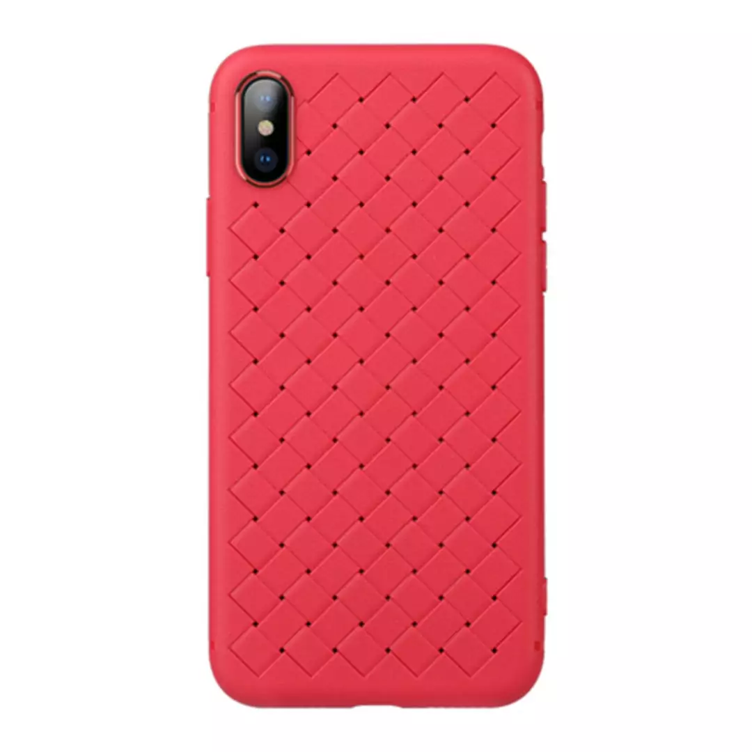 cafele iphone x weave shape soft tpu case free tempered glass red