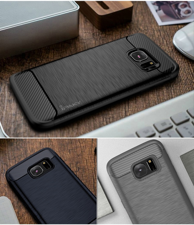 iPaky Silicone Case for Samsung Galaxy S9 Plus Case NOTE 9 Brushed Carbon Fiber TPU Cover 5