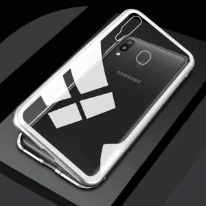 For Samsung M20 Case Magnetic Adsorption Flip Metal Tempered Glass Cover Case For Samsung Galaxy M10 1