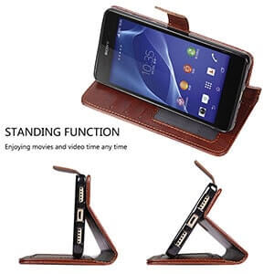 Beworlder For Sony Xperia Z1 Case Sony Z1 Business PU Leather Case Flip Stand Card Slot 2 min