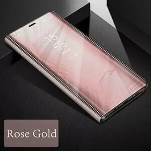 Xiaomi Redmi 4A Clear view standing cover case rose gold min