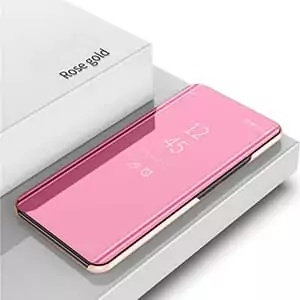 clear view standing cover oppo f5 youth rose gold