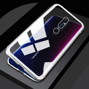 Luxury Metal Hard Armor Glass Case For OPPO F11 Pro Clear Magnet Metal Tempered Glass Flip 1 min