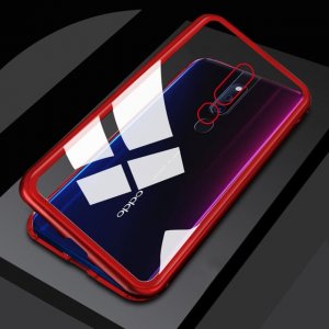 Luxury Metal Hard Armor Glass Case For OPPO F11 Pro Clear Magnet Metal Tempered Glass Flip 2 min