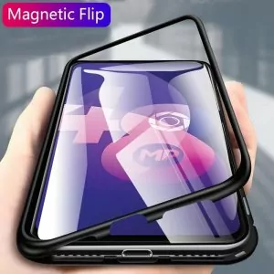 Magnetic Flip case for oppo f11 pro case clear Glass hard back cover luxury metal frame 0 min