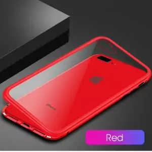 360 Anti drop transparent Case For iPhone 6 6s 7 8 Plus Magnetic Metal Frame ShellRed 1