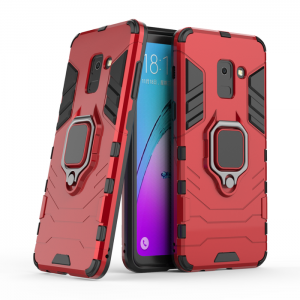 Samsung A8 A8 Plus Rugged Stand Ring Armor Case Magnetic Car Holder Red
