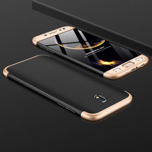360 Degree Full Protection Case for Samsung J3 J5 J7 Pro 2017 Shockproof Hard Cover forBlack with Gold 3