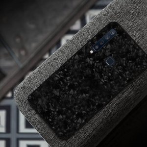 Glass Case Shell Marmer Motif Samsung A9 2018 Black 2