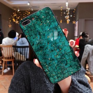 Luxury Silicone Marble Glass Case OPPO A3S Green