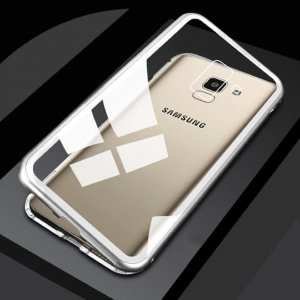 Magnetic Adsorption Metal Case For Samsung Galaxy j6 2018 White 2