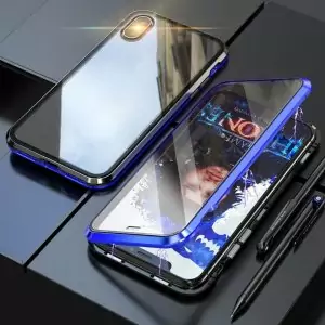 Magnetic Glass Case Double Sided iPhone XS Max Blue