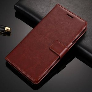 OPPO A3S Flip Wallet Leather Cover Case Brown
