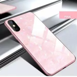 Tempered Glass Shell TPU Soft Case iPhone XS Max Pink