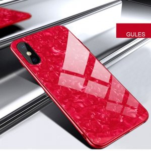 Tempered Glass Shell TPU Soft Case iPhone XS Max Red
