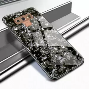 2 Glossy Shell Marble Back Cover For Samsung Galaxy S8 S9 Plus Note 8 9 Bling Bling