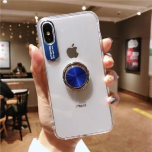 0 360 finger Ring stand Case for iphone Xs Max XR X Transparent Acrylic Magnet Holder Coque