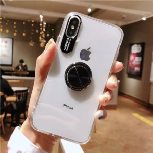 1 360 finger Ring stand Case for iphone Xs Max XR X Transparent Acrylic Magnet Holder Coque