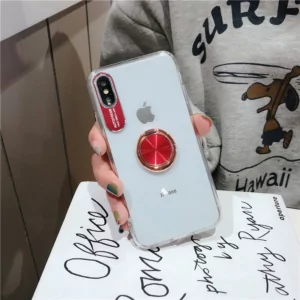 2 360 finger Ring stand Case for iphone Xs Max XR X Transparent Acrylic Magnet Holder Coque